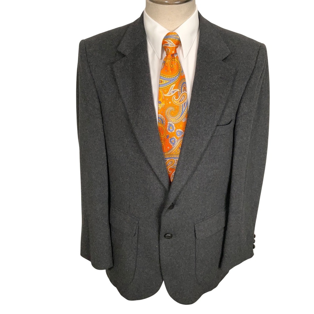 Stafford Blazer Mens 42R Gray Flannel 2 Button Jacket